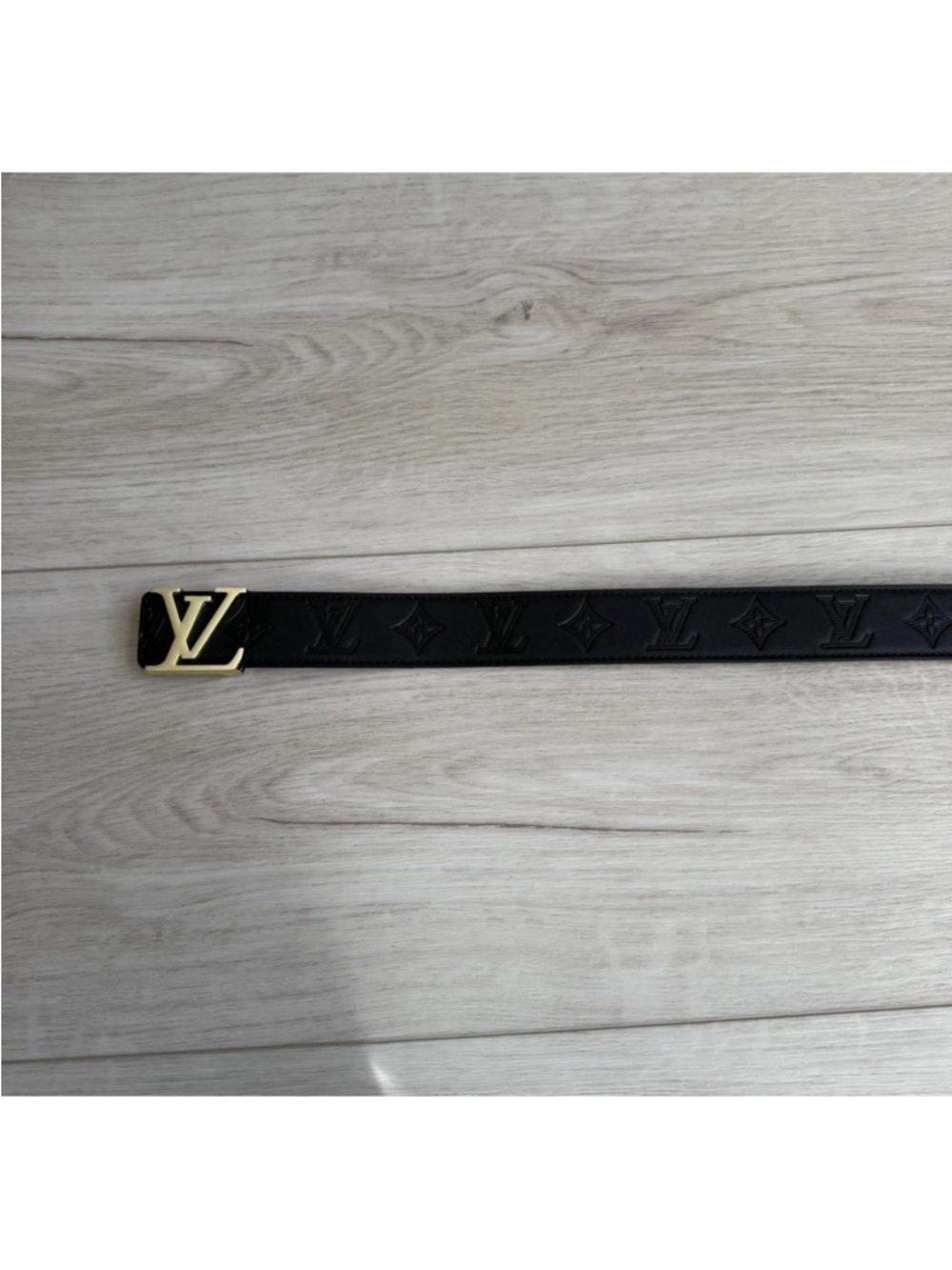 Louis Vuitton look a like  Black Monogram LV Belt with Gold Buckle designer look - Picture 3 of 4